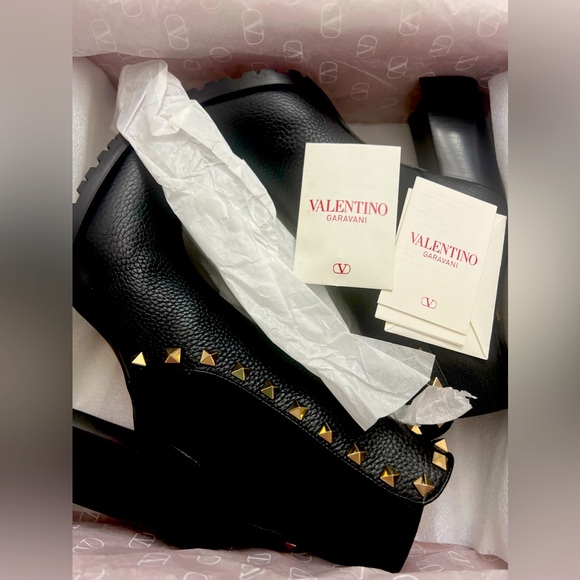 Valentino Garavani Shoes - Brand New Valentino Black and Gold studs womens boots Size US 7